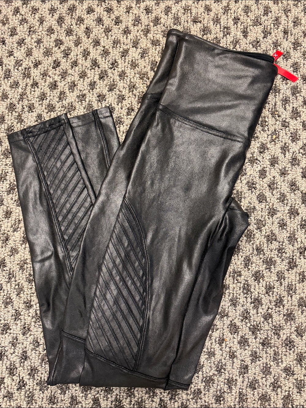 SPANX Black Faux Leather Moto-Style Jeggings